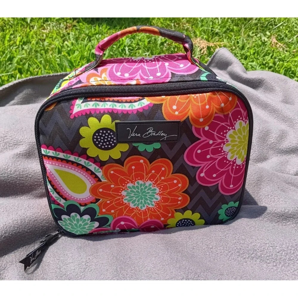 Vera Bradley Square Lunch Box Bag Ziggy Zinnia Retired Pattern School Work
